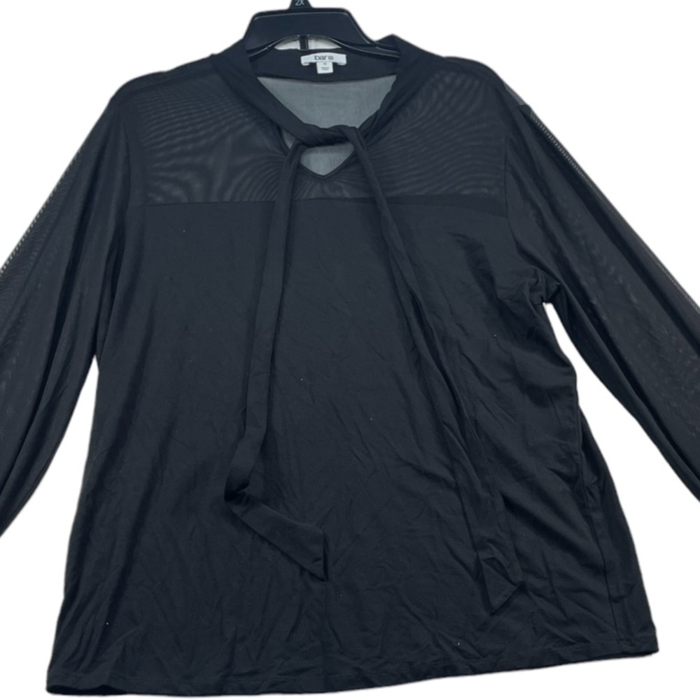 Bar lll Plus Black Sheer Sleeve Blouse